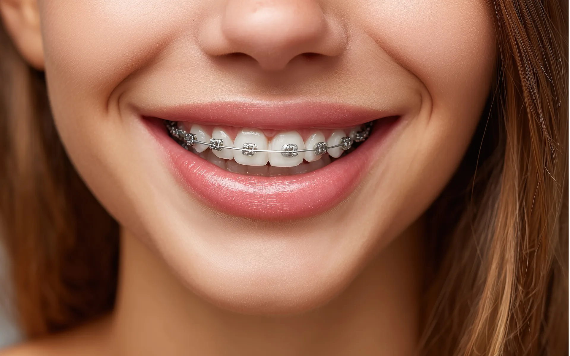 Adolescente en consultation d’orthodontie, sourire appareillé